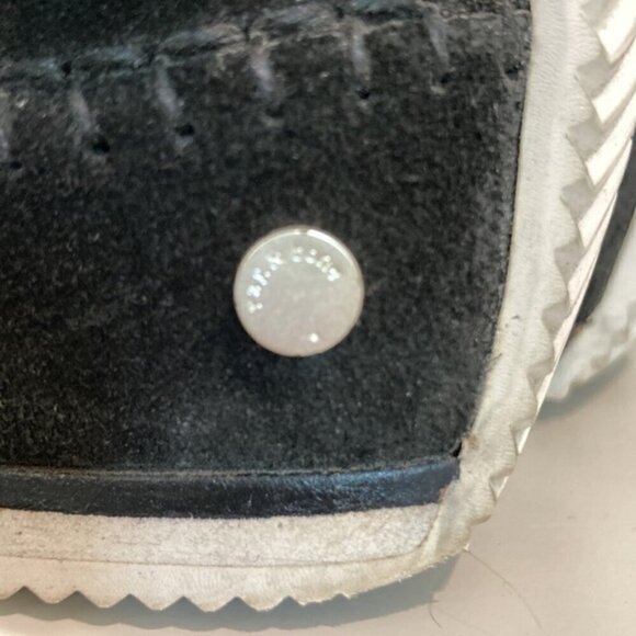 RAG & Bone Ghita Black Leather & Suede Moccasin Fringe Ankle Boots - Picture 9 of 14